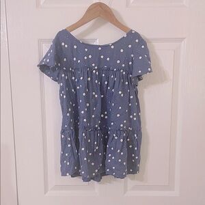 Cat & Jack Blue Top with White Floral Design